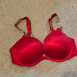 Victoria's Secret Red Full-Coverage Bra with Adjustable Straps